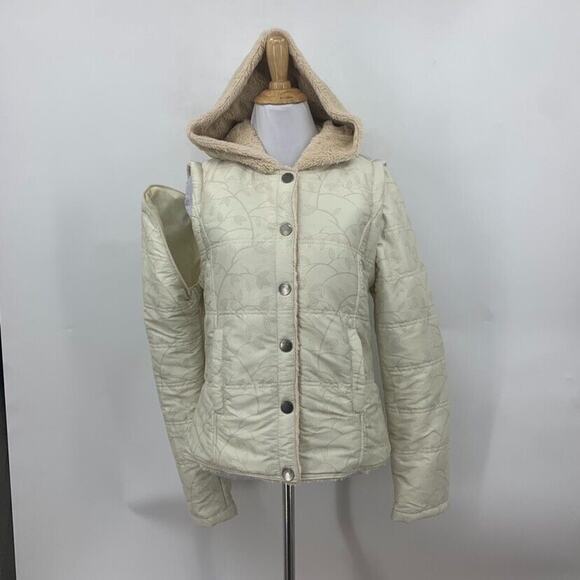 O'Neill Detachable Sleeves Sherpa Jacket Womens M Medium Snow Hooded Button Vest - Picture 2 of 16